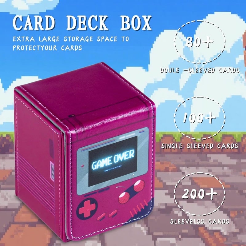 sabermaster Card Deck Box Fits for YGO MTG,100+ Card Storage Box Trading Games PU Leather Storage Premium Deck Case (Game Rose Red) - Image 4